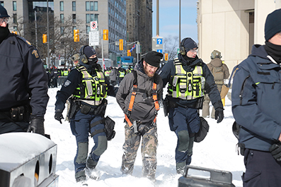 Police Break Up Ottawa Truck Protest : February 2022 : Personal Photo Projects : Photos : Richard Moore : Photographer